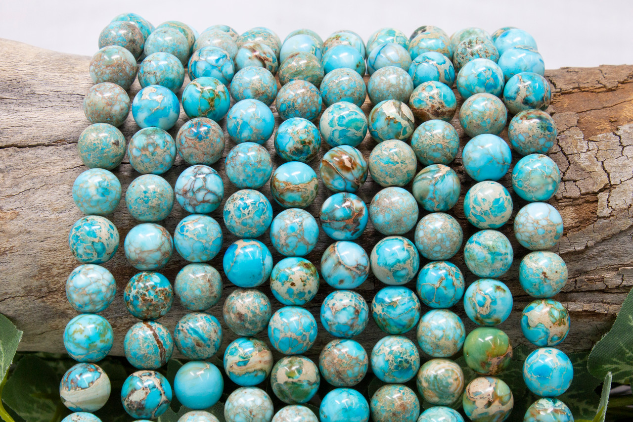 ネオタキオン パワーストーン ブレスレット precious self Aqua Terra Impression Jasper Polished 10mm Round - Bead World