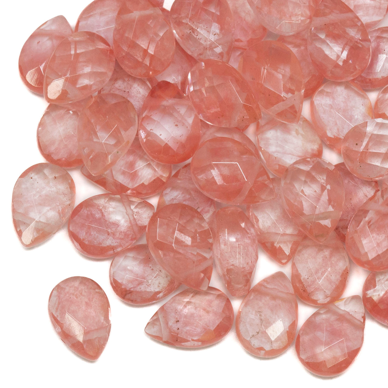 8x12mm Quartz Faceted Drop - Cherry Top Drilled
