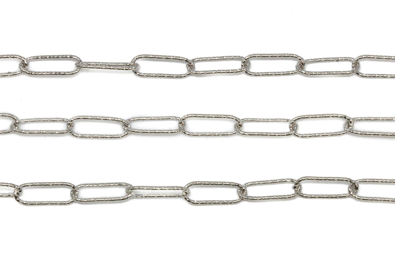 Platinum Plated 12x5mm Textured Paper Clip Chain - Anti Tarnish Coated ...
