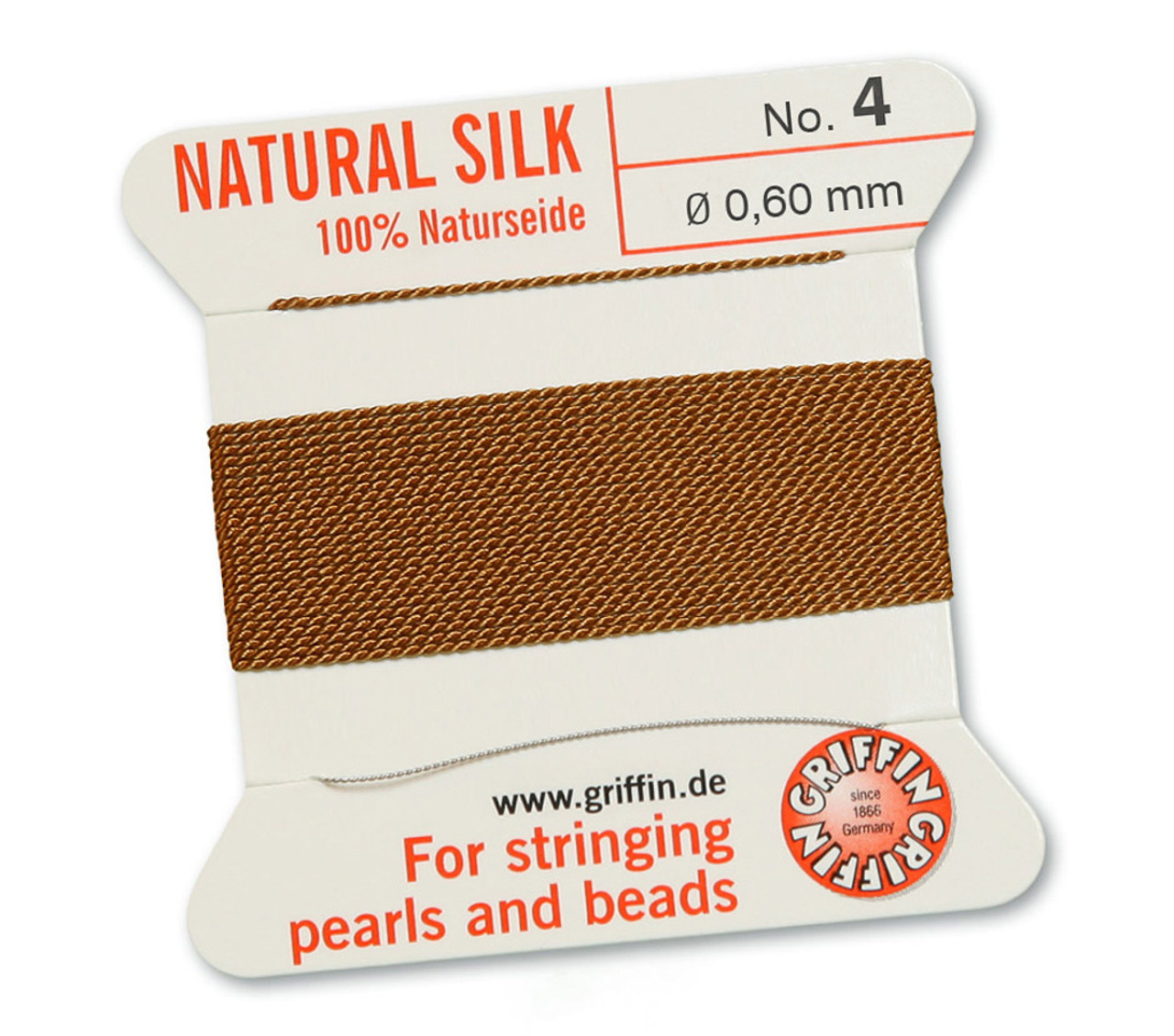 Griffin Natural Silk Bead Cord No.12 CORNELIAN