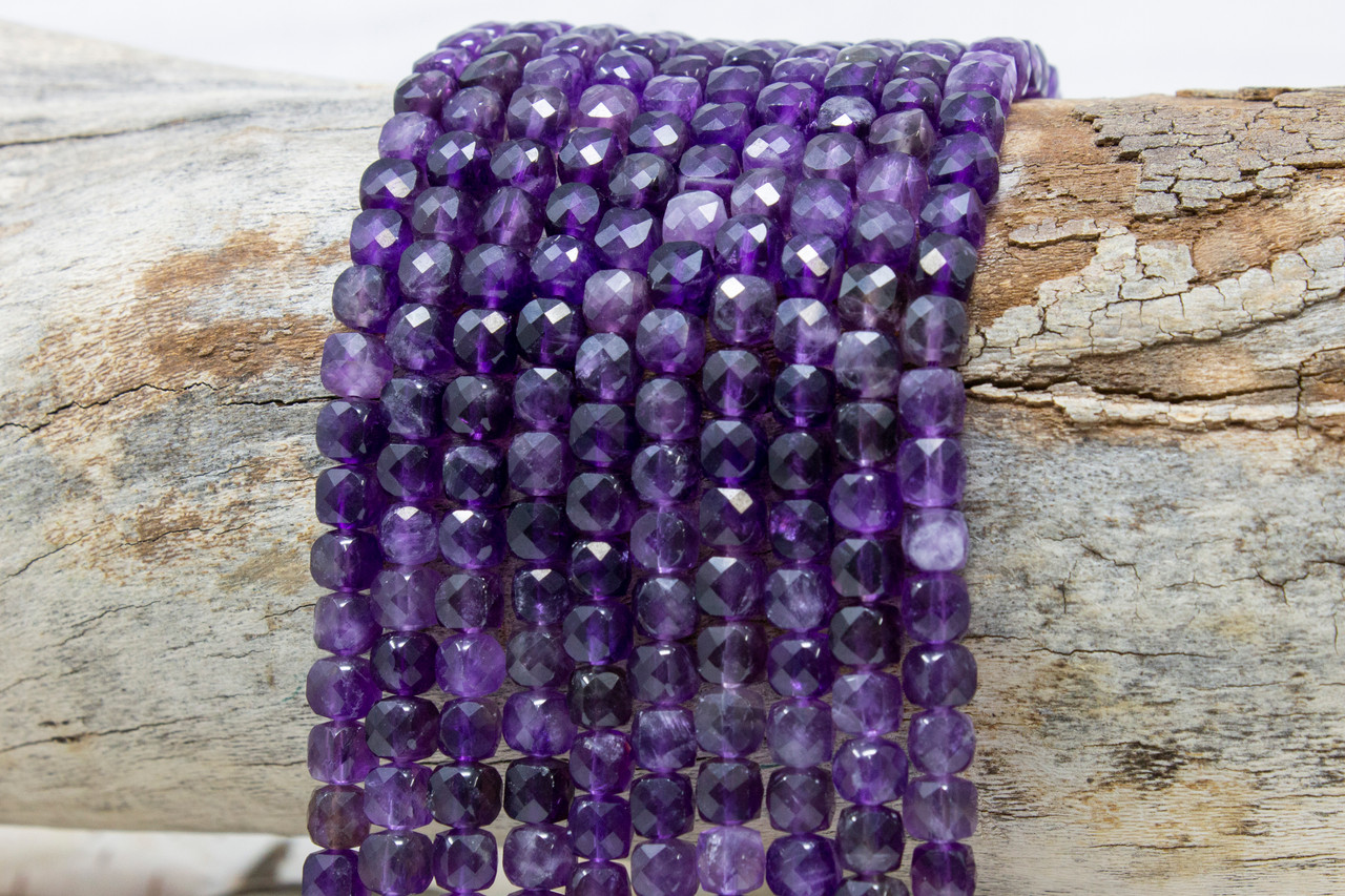 5mm Amethyst Faceted Cube