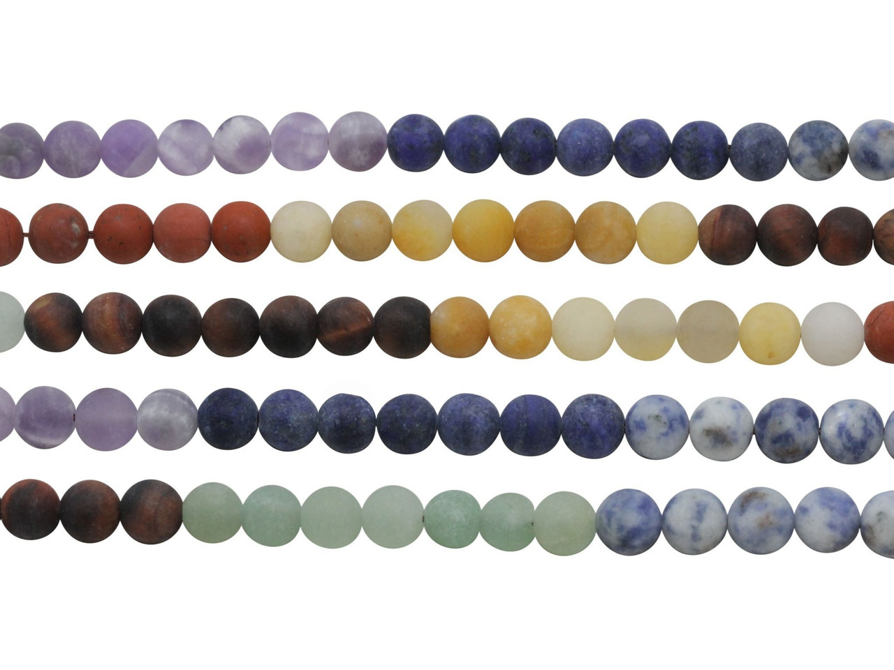 Natural Gemstone Beads, Matte 7 Chakra Mix, 10mm Round