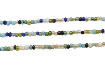 Vintage Maasai Glass Beads Polished 4x2-4mm Semi Round - Ocean Mix