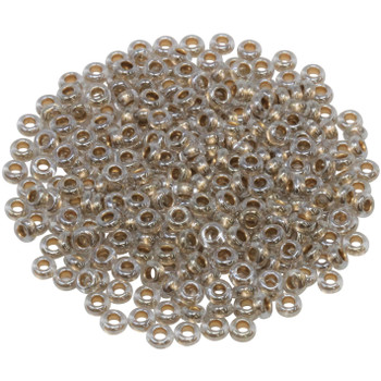 Size 6 Toho Demi Round Seed Beads -- Crystal / Gold Lined