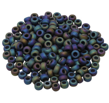 Size 5 Miyuki Seed Beads -- Black Matte AB