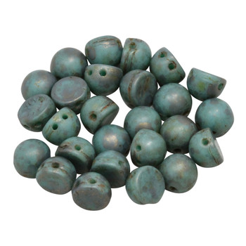 CzechMates® 7mm Cabochon 2 Hole Beads -- Copper Picasso Turquoise