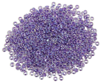 Size 8 Toho Demi Round Seed Beads -- Crystal Rainbow / Grape Lined