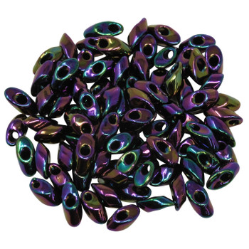 4x7mm Long Magatamas -- Metallic Dark Plum Iris