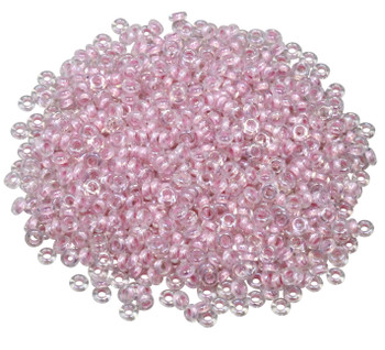 Size 8 Toho Demi Round Seed Beads -- Crystal Rainbow / Bubblegum Lined