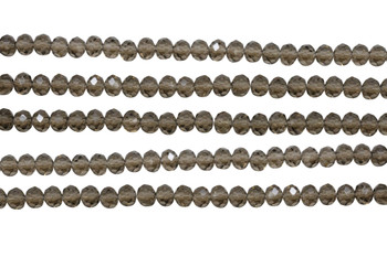 Glass Crystal Polished 4.5x6mm Faceted Rondelle - Transparent Smoky Topaz