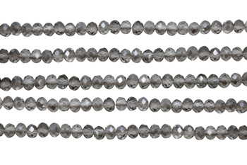 Glass Crystal Polished 4.5x5.5mm Faceted Rondel - Transparent Grey Half Coated