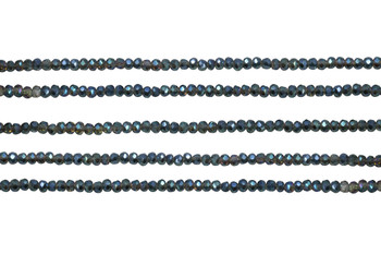 Glass Crystal Polished 2x3mm Faceted Rondelle - Half Plated Metallic Teal Iris