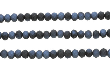 Glass Crystal Matte 8x6mm Faceted Rondelle - Black Grey