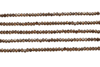 Glass Crystal Polished 2.5x3mm Faceted Rondelle - Copper Half Plated Metallic