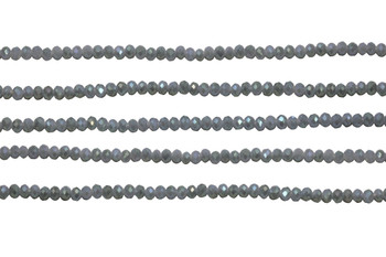 Glass Crystal Polished 2.5x3mm Faceted Rondelle - Grey AB Satin