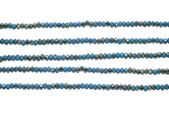 Glass Crystal Polished 2x3mm Faceted Rondelle - Cerulean Blue Half Plated Champagne