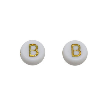 Acrylic White and Gold Alphabet Bead - B