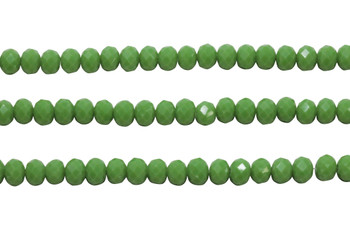 Glass Crystal Polished 6x8mm Faceted Rondelle - Opaque Apple Green