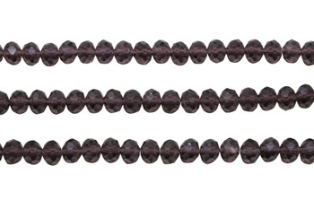 Glass Crystal Polished 6x7.5mm Faceted Rondelle - Dark Dusty Violet