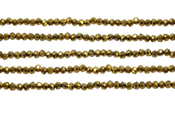 Glass Crystal Polished 3.5x4mm Faceted Rondelle - Gold Plated