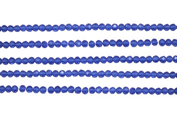 Glass Crystal Polished 3.5x4mm Faceted Rondelle - Sapphire Medium Blue