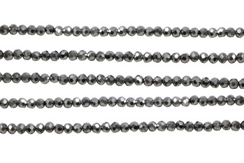 Glass Crystal Polished 3.5x4mm Faceted Rondelle - Silver Plated