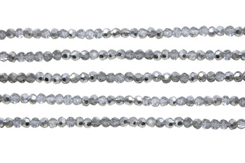 Glass Crystal Polished 3.5x4mm Faceted Rondelle - Clear Crystal Half Silver Plated