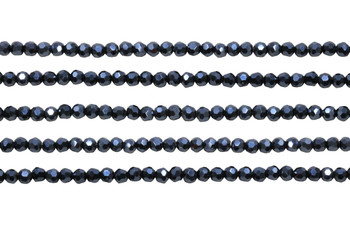 Glass Crystal Polished 4mm Faceted Rondelle - Full Plated Midnight Blue