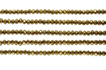 Glass Crystal Polished 3x4mm Faceted Rondelle - Gold Plated