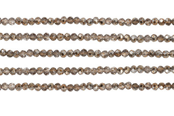 Glass Crystal Polished 3x4mm Faceted Rondelle - Copper Half Plated Metallic