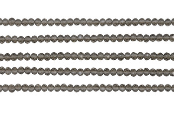Glass Crystal Polished 3.5x4mm Faceted Rondelle - Transparent Smoky Grey