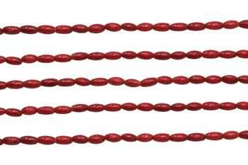 Red Coral Dyed Polished 3x6mm Rice