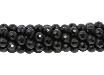 Black Onyx Matte 6mm Round with Polished Facets on Side