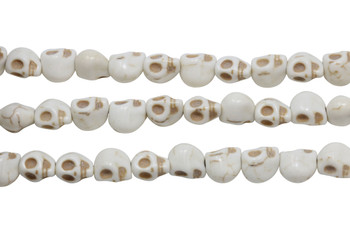 Magnesite Polished 6x8mm Skull - White