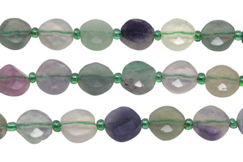 Rainbow Fluorite Polished 10mm Faceted Diamond with Spacers