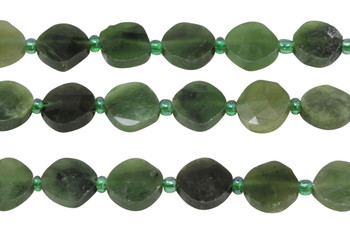 Canadian Jade Polished 10mm Faceted Diamond with Spacers