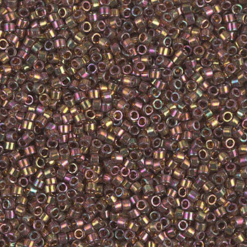 Delicas Size 11 Miyuki Seed Beads -- 126 Light Olive / Pink Luster