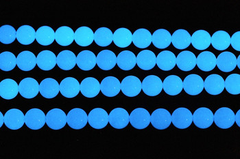 Blue Aragonite Polished 8mm Round - Glow in the Dark