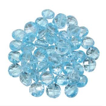 Sky Blue Topaz Polished 8mm Faceted Coin