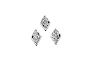 Diamond Floral 13x9mm Bead - Sterling Silver