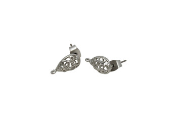 Satin Rhodium 14mm Filigree Earring Post