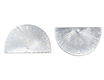 Semi Circle 32x20mm Pendant Link - Light Silver Plated