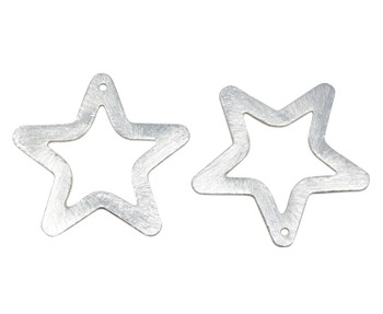 Open Star 34mm Pendant - Light Silver Plated