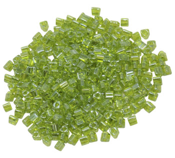 Size 8 Toho Triangle Seed Beads -- Transparent Lime Green Luster