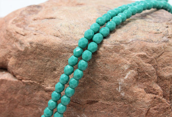 Fire Polish 4mm Faceted Round - Persian Turquoise