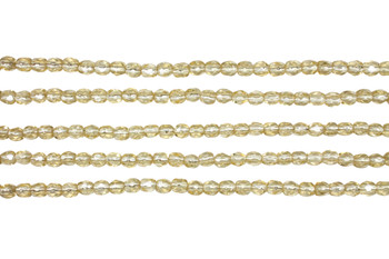 Fire Polish 4mm Faceted Round - Light Topaz - Silver Lined