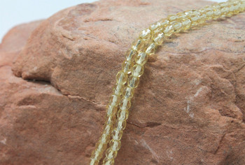 Fire Polish 4mm Faceted Round - Light Topaz - Silver Lined