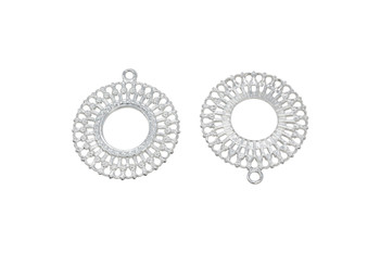 Lacy Ring Pendant 42x37mm - Light Silver Plated