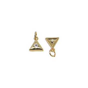 Gold Plated Micro Pave 9mm Triangle Charm