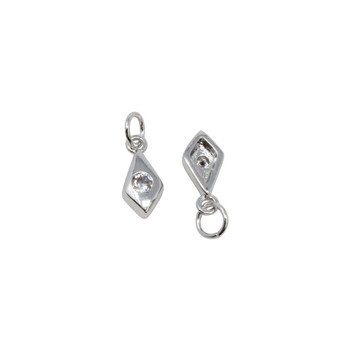 Rhodium Plated Micro Pave 9x5mm Diamond Drop Charm